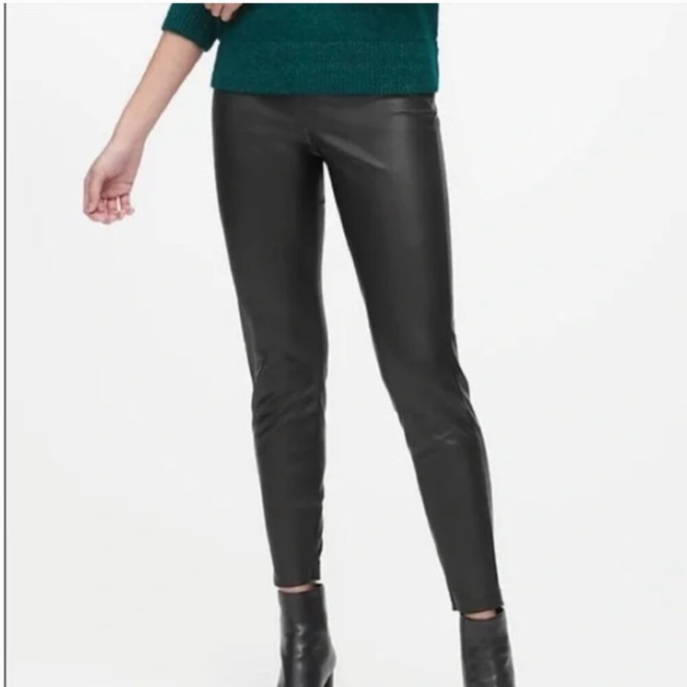 Banana Republic Devon Faux Leather Pants Size 6 Black Excellent Condition